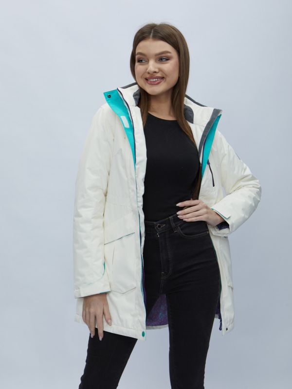 White hooded parka for women 551996Bl